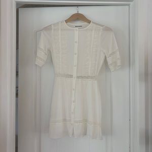 Viscose mini white dress with lace detail